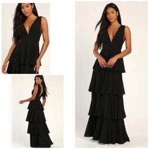 Lulu's Black Backless Tiered Dress